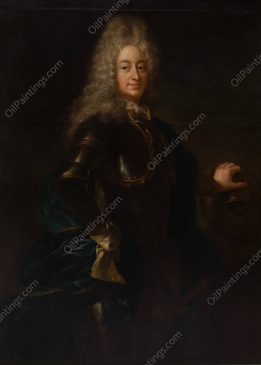 Portrait of a Nobleman in Armor  by Adam Manyoki - Hand-Painted Oil Painting Reproduction