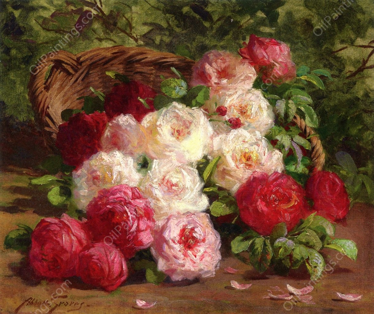 Still Life with Roses II by Abbott Fuller Graves - Hand-Painted Oil Painting Reproduction