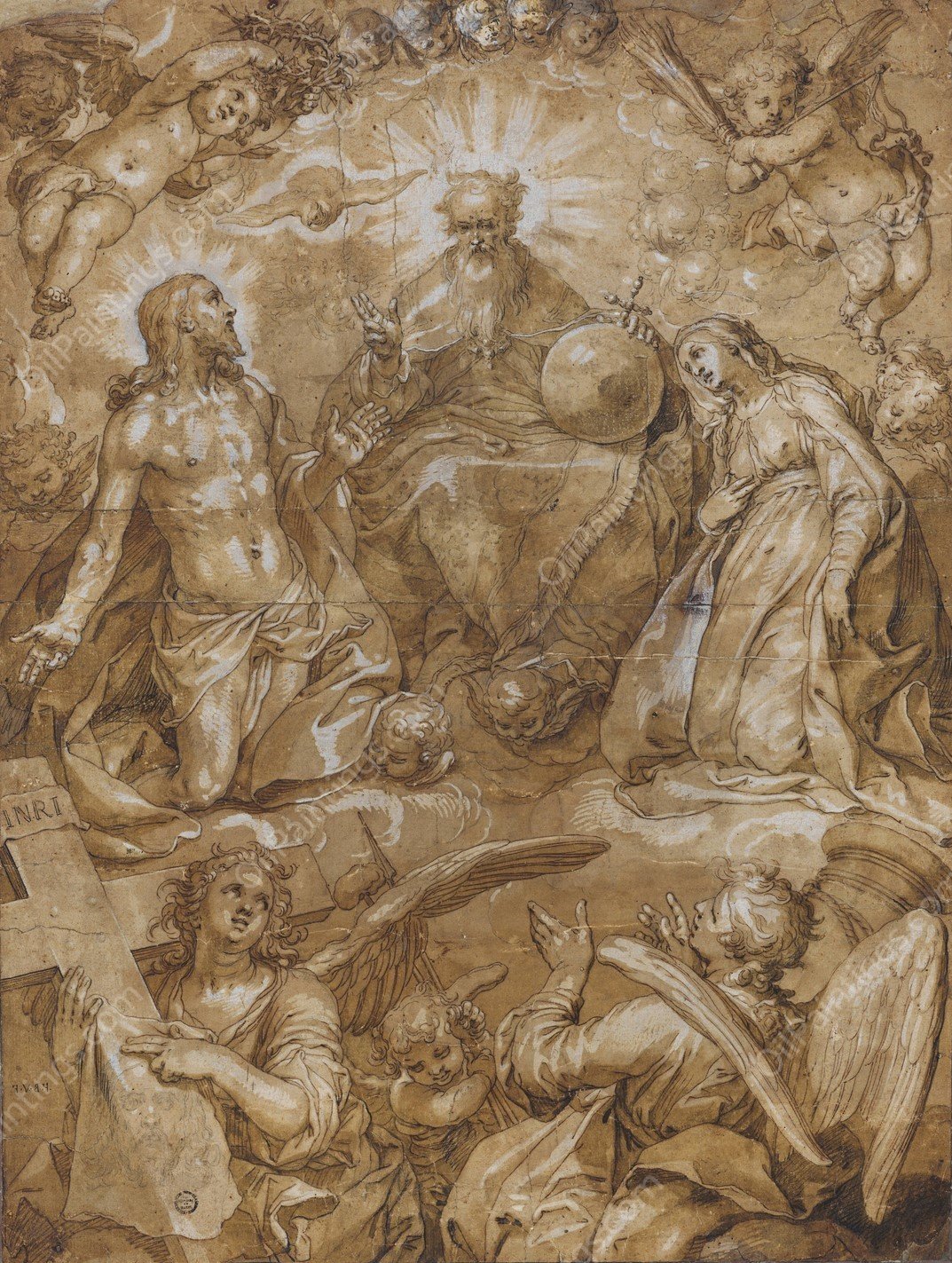 Intercession of Christ and Mary before God the Father  by Abraham Bloemaert - Hand-Painted Oil Painting Reproduction