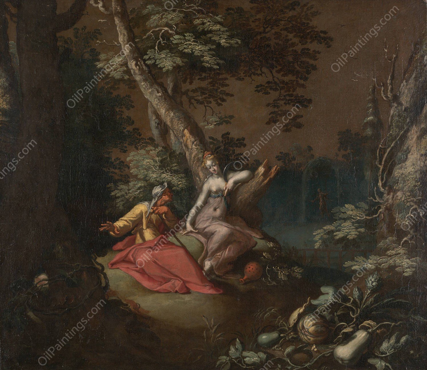 Landscape With Vertumnus And pomona  by Abraham Bloemaert - Hand-Painted Oil Painting Reproduction