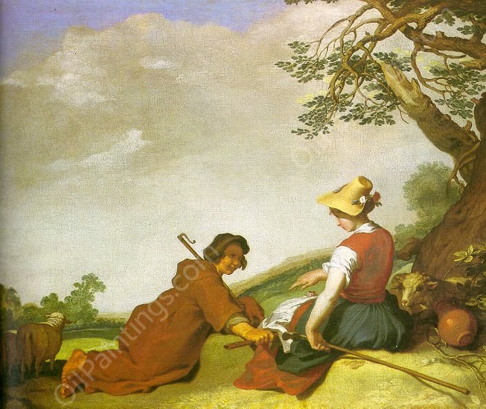 Shepherd and Sherpherdess by Abraham Bloemaert - Hand-Painted Oil Painting Reproduction
