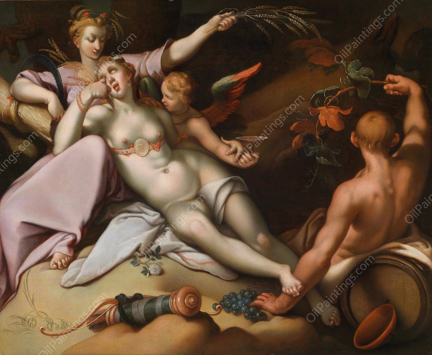 Sine Baccho Et Cenere Friget Venus by Abraham Bloemaert - Hand-Painted Oil Painting Reproduction