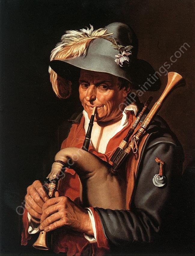 The Bagpiper by Abraham Bloemaert - Hand-Painted Oil Painting Reproduction