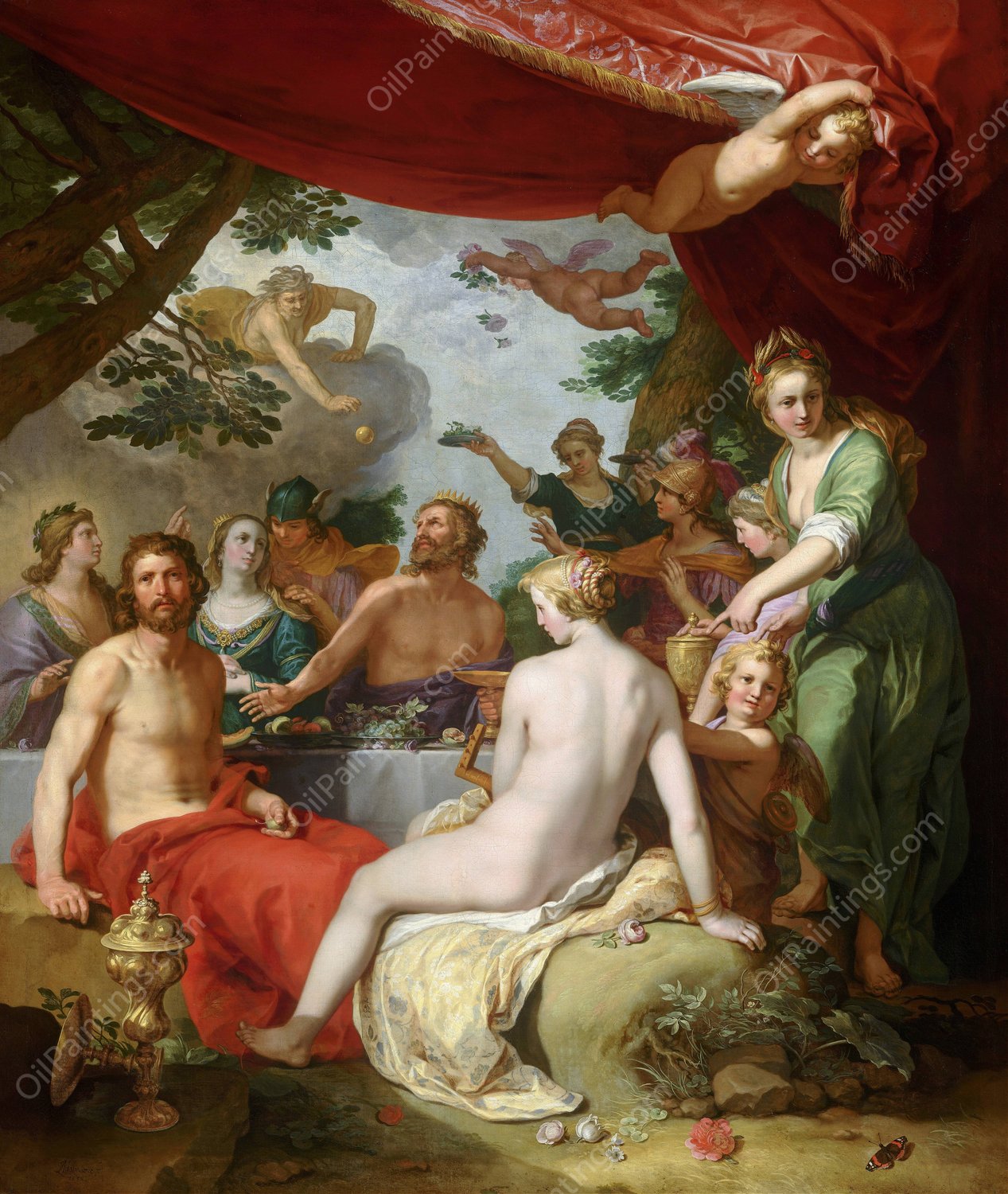 The Feast of The Gods At The Wedding of Peleus and Thetis  by Abraham Bloemaert - Hand-Painted Oil Painting Reproduction