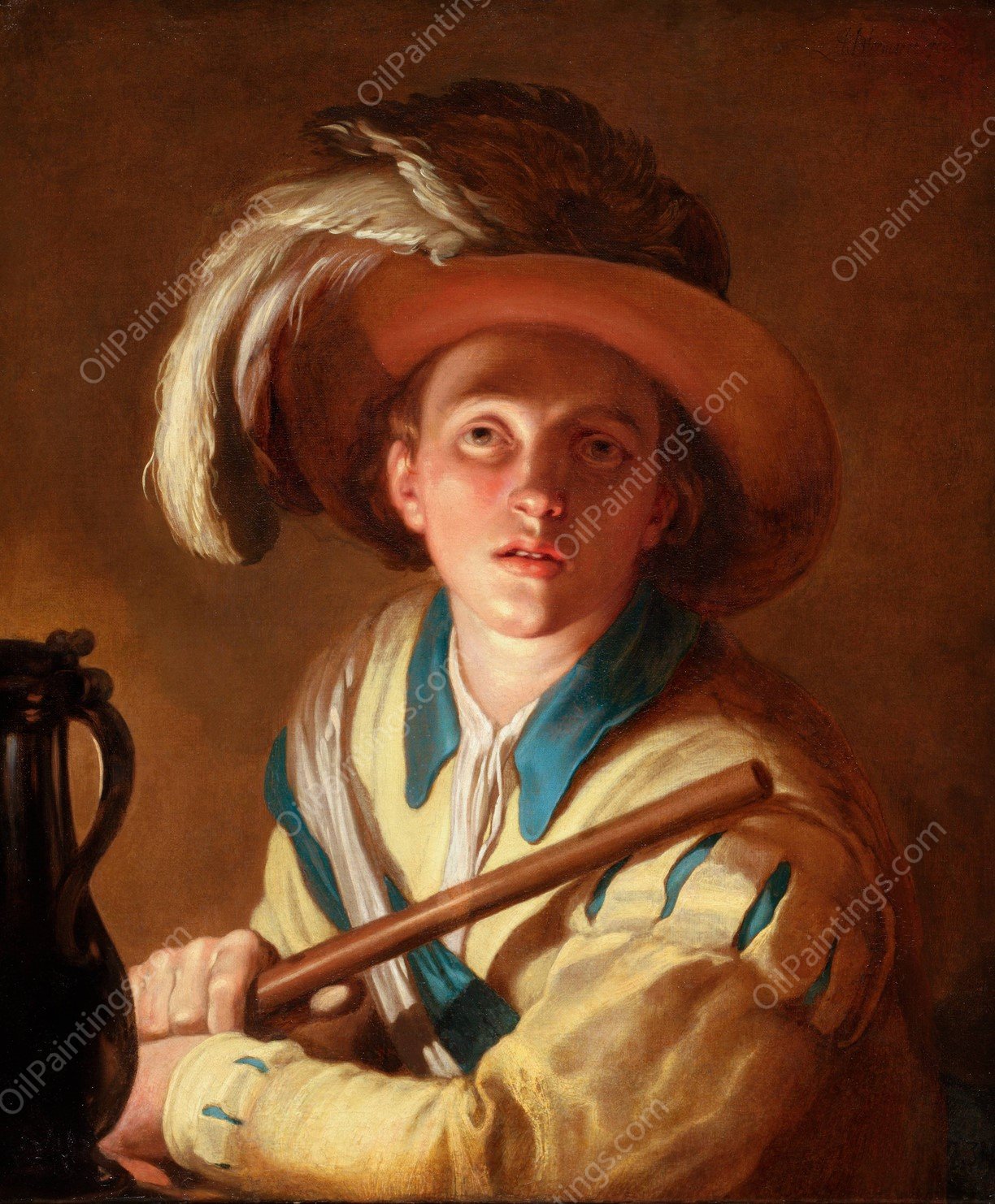 The Flute Player  by Abraham Bloemaert - Hand-Painted Oil Painting Reproduction