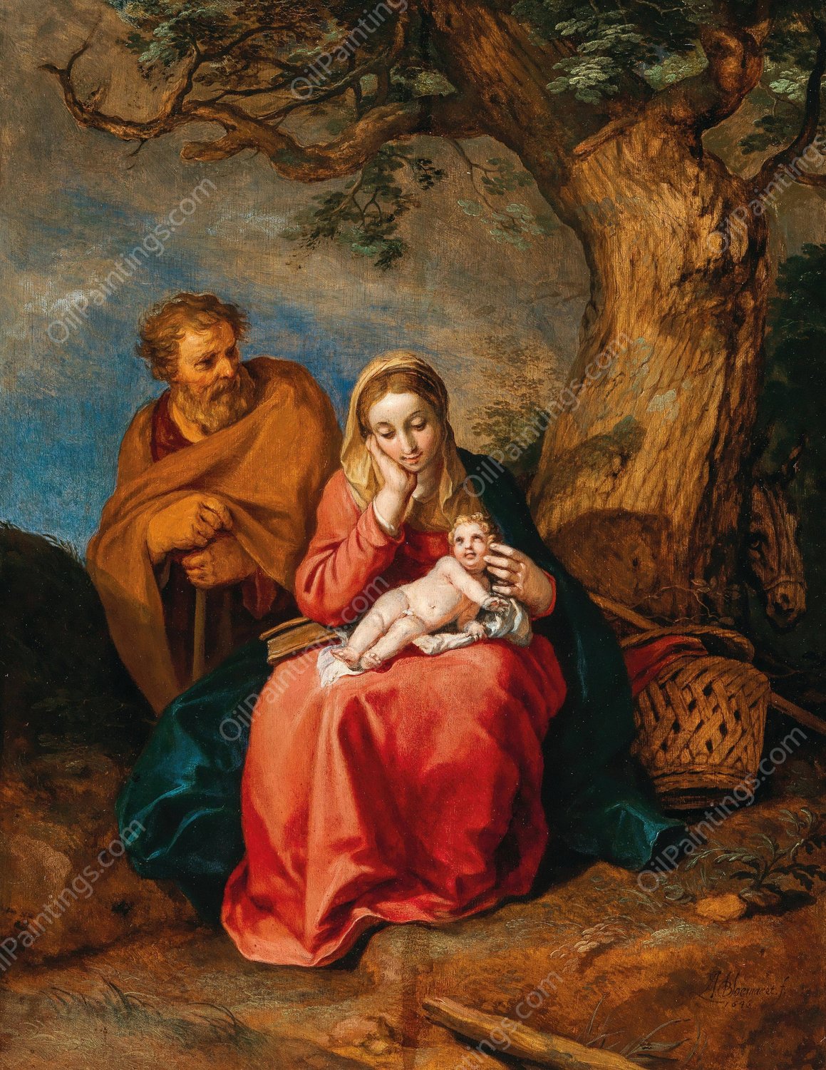 The Rest on the Flight into Egypt  by Abraham Bloemaert - Hand-Painted Oil Painting Reproduction