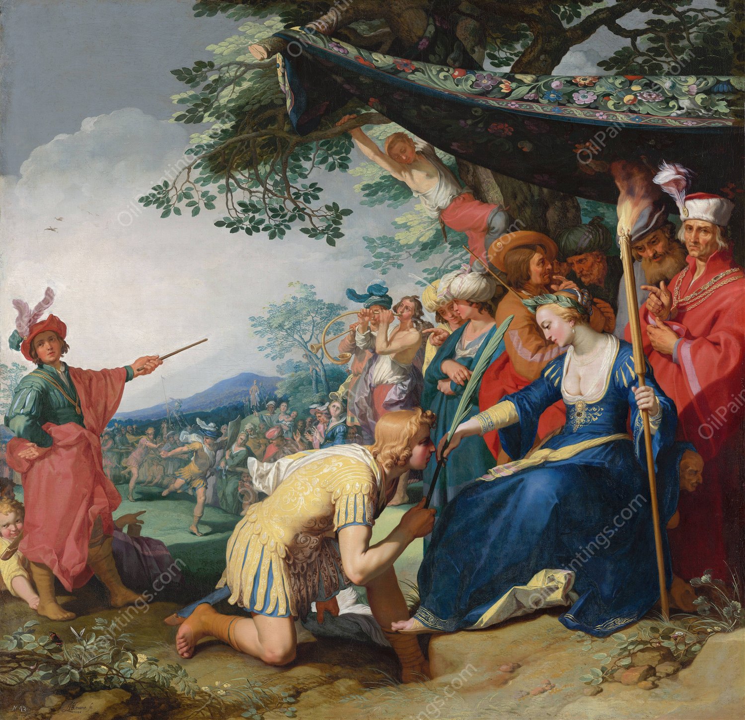 Theagenes Receiving The Palm of Honour From Chariclea  by Abraham Bloemaert - Hand-Painted Oil Painting Reproduction