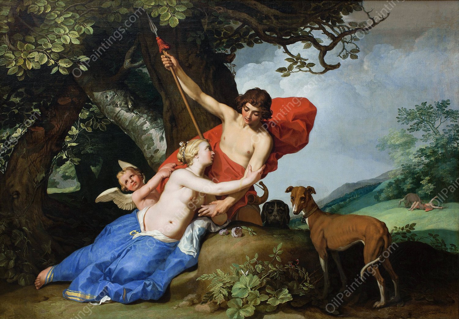 Venus and Adonis  by Abraham Bloemaert - Hand-Painted Oil Painting Reproduction