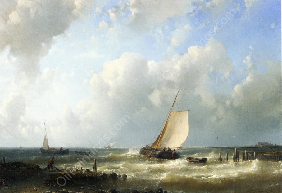 Fishing Boats Setting Out by Abraham Hulk Snr - Hand-Painted Oil Painting Reproduction