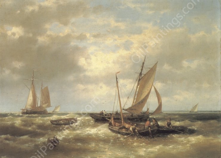 The Fishers by Abraham Hulk Snr - Hand-Painted Oil Painting Reproduction