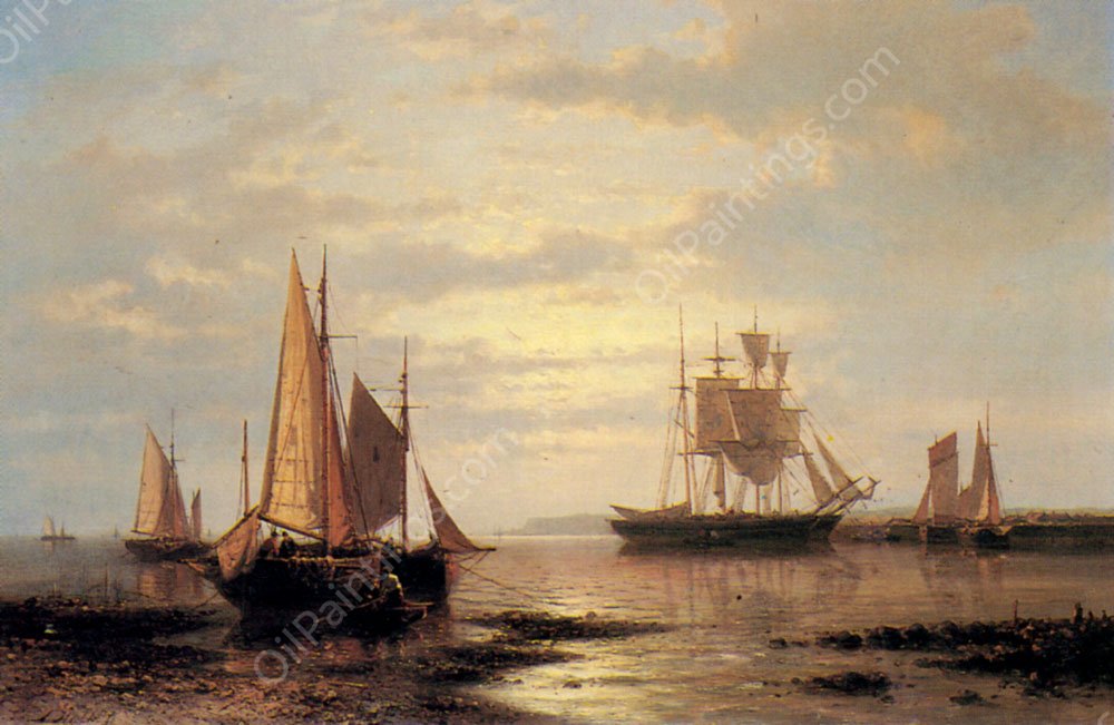 Twilight Sails by Abraham Hulk Snr - Hand-Painted Oil Painting Reproduction