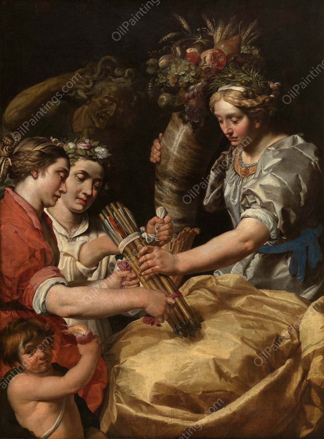 Concord, Charity and Sincerity Conquering Discord  by Abraham Janssens - Hand-Painted Oil Painting Reproduction
