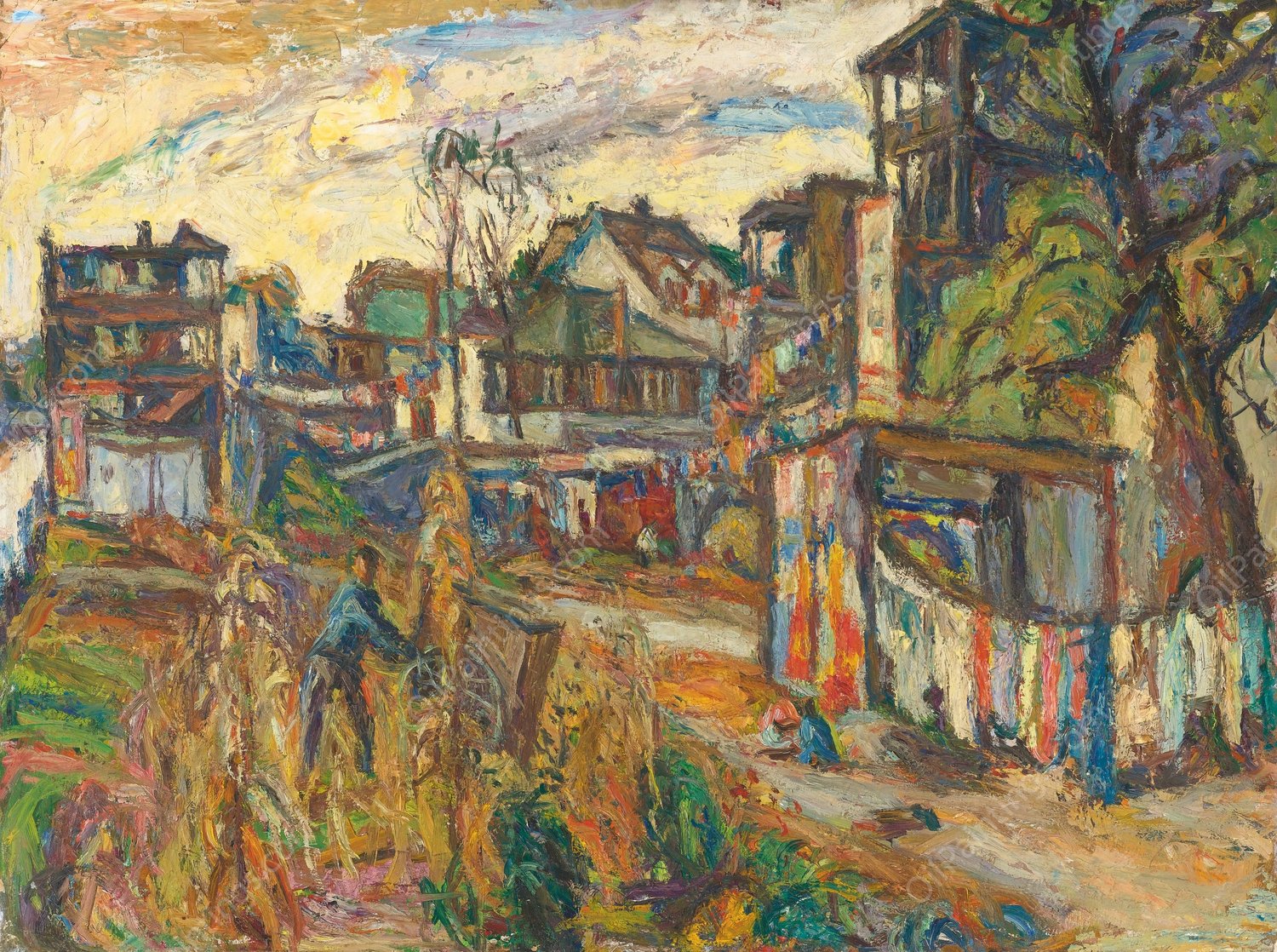 City Scene by Abraham Manievich - Hand-Painted Oil Painting Reproduction