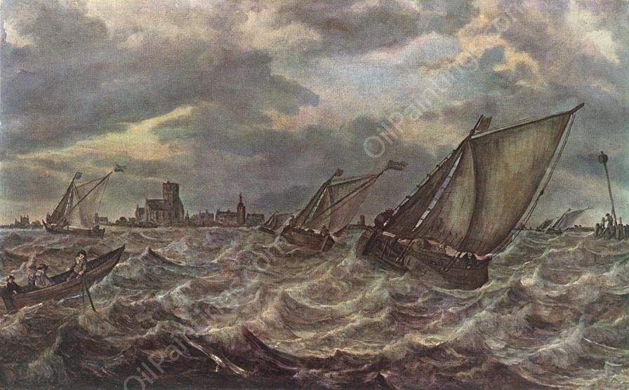 Rough Sea by Abraham Van Beyeren - Hand-Painted Oil Painting Reproduction