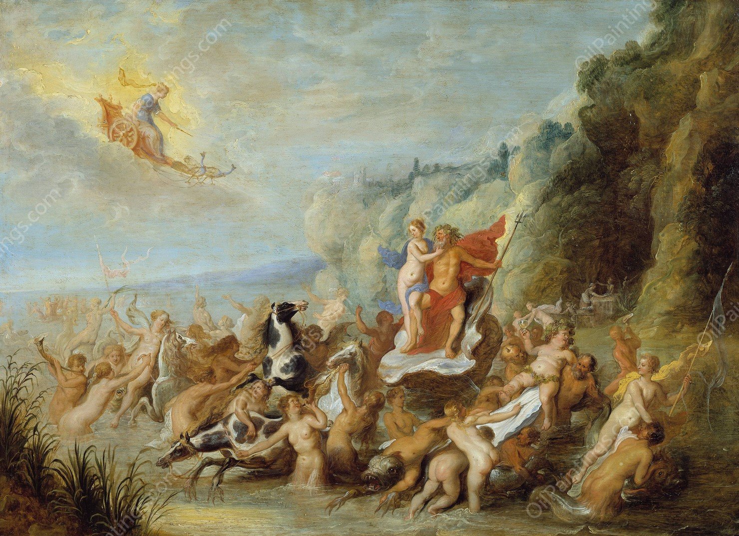 Neptune and Amphitrite by Abraham Van Diepenbeeck - Hand-Painted Oil Painting Reproduction