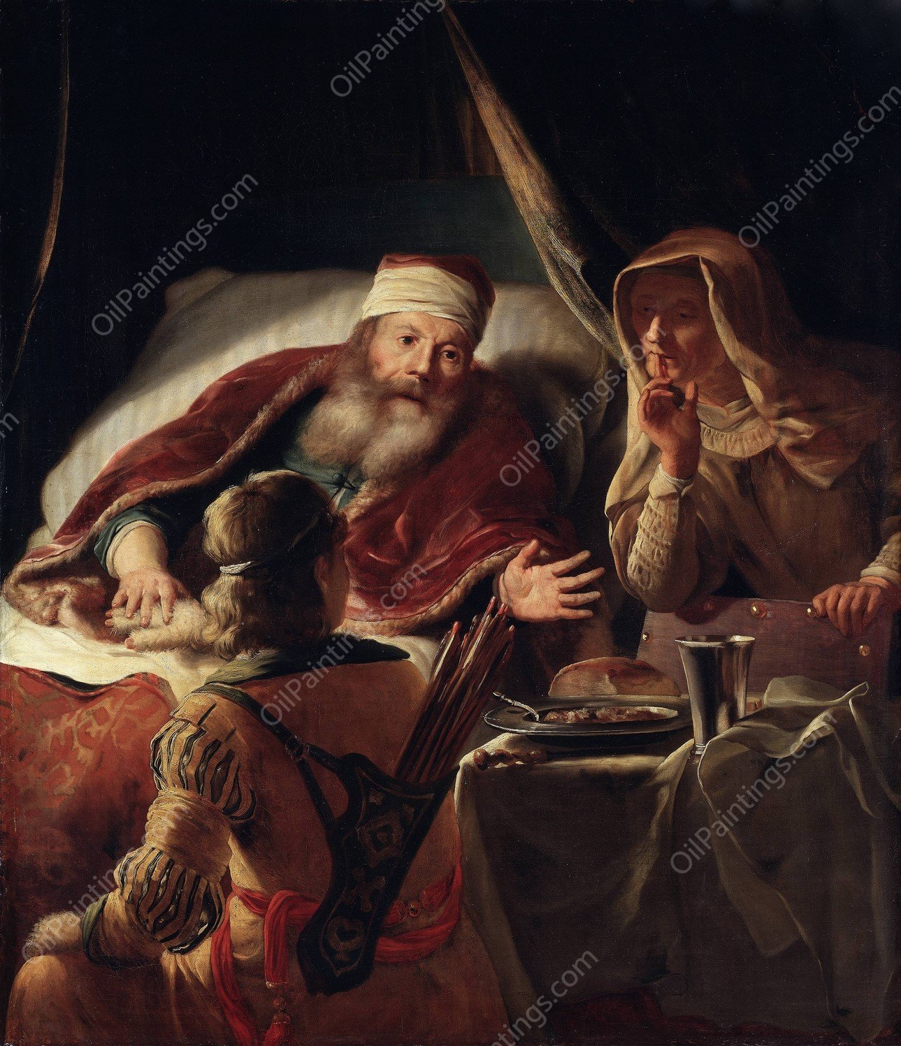 Isaac Blessing Jacob by Abraham Van Dijck - Hand-Painted Oil Painting Reproduction