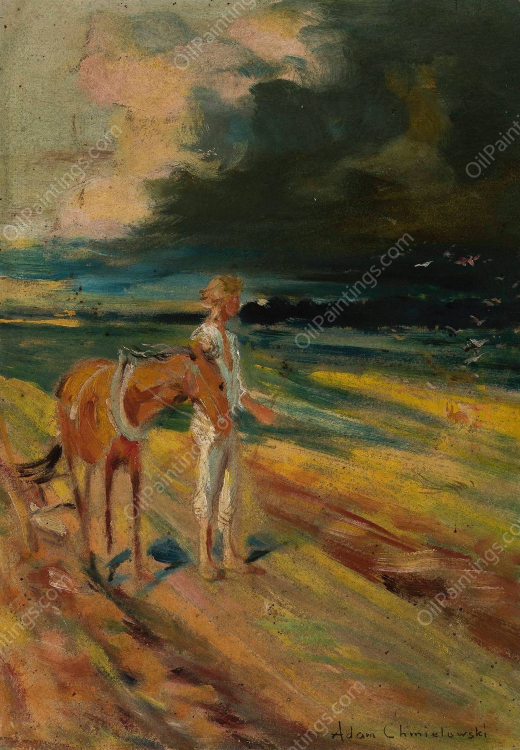 Black clouds, section of the triptych “Disaster”, sketch  by Adam Chmielowski - Hand-Painted Oil Painting Reproduction