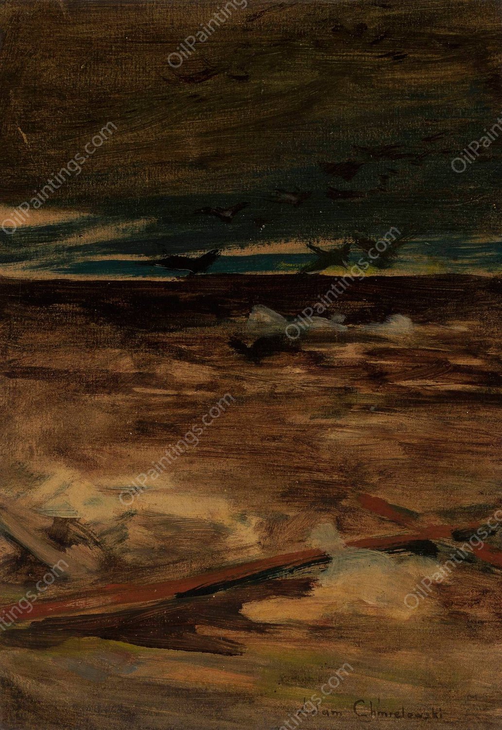 Pestilence, Section of the Triptych 'Disaster', Sketch  by Adam Chmielowski - Hand-Painted Oil Painting Reproduction