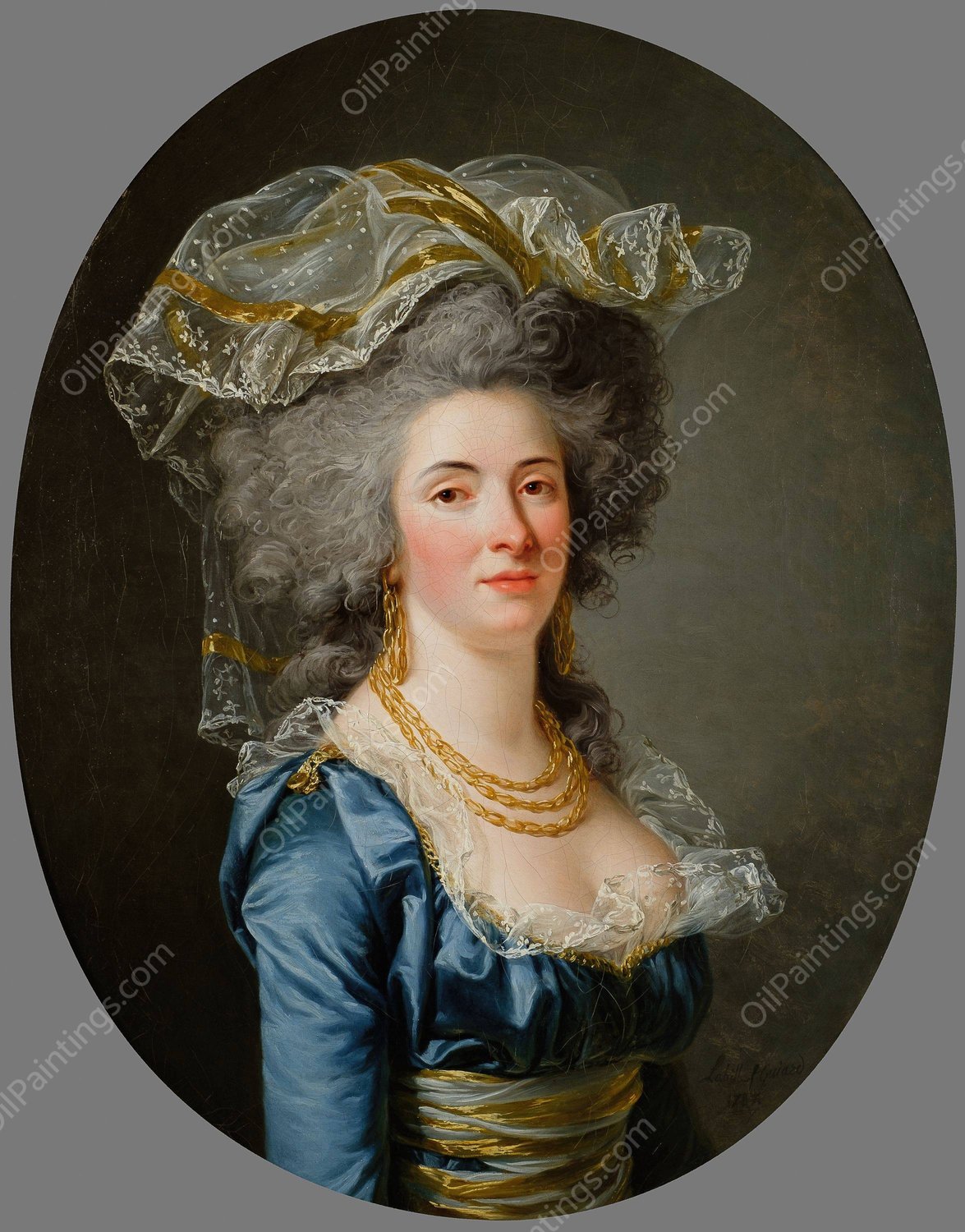 Portrait presume de Philiberte-Orleans Perrin de Cypierre, comtesse de Maussion  by Adelaide Labille-Guiard - Hand-Painted Oil Painting Reproduction