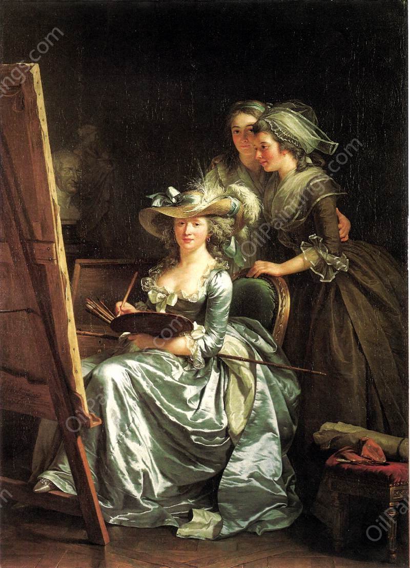 Self-Portrait with Two Pupils by Adelaide Labille-Guiard - Hand-Painted Oil Painting Reproduction