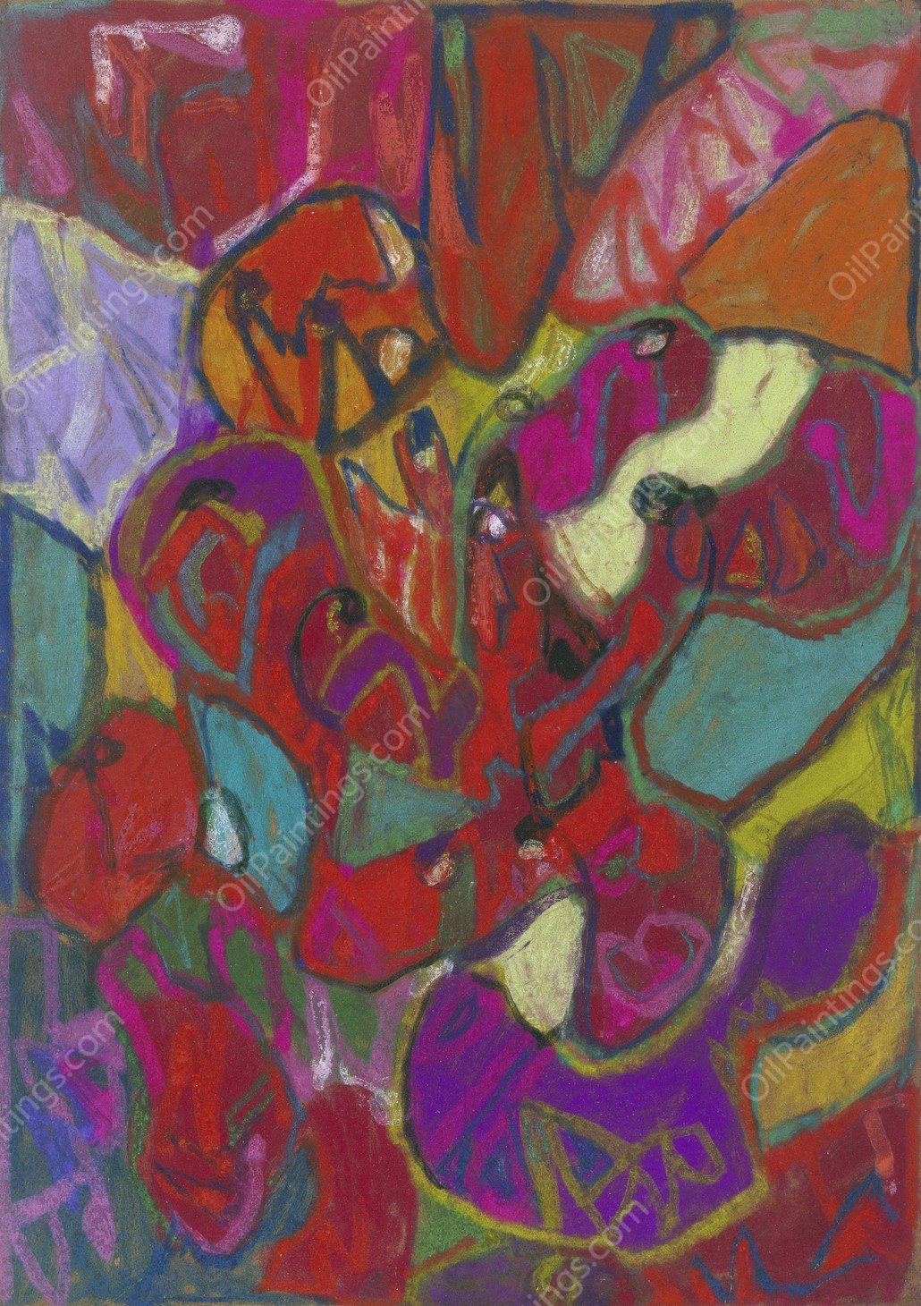 Abstrakte Komposition, Hochformat by Adolf Holzel - Hand-Painted Oil Painting Reproduction