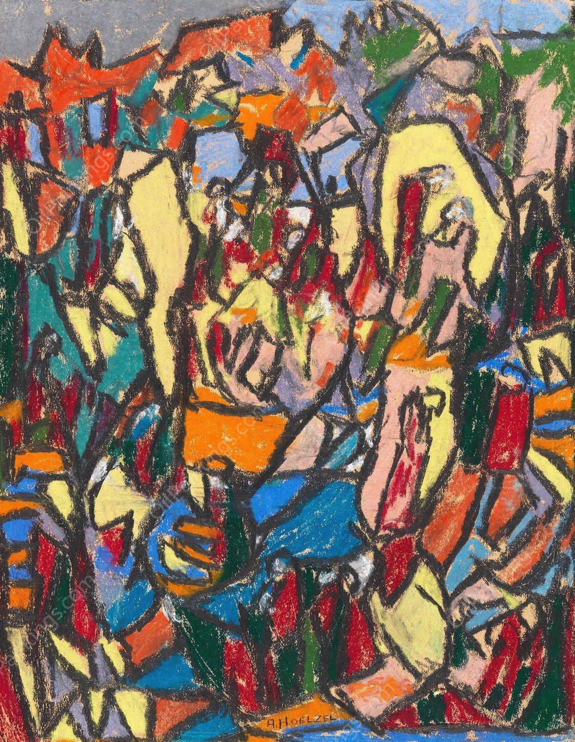 Belebte Landschaft  by Adolf Holzel - Hand-Painted Oil Painting Reproduction