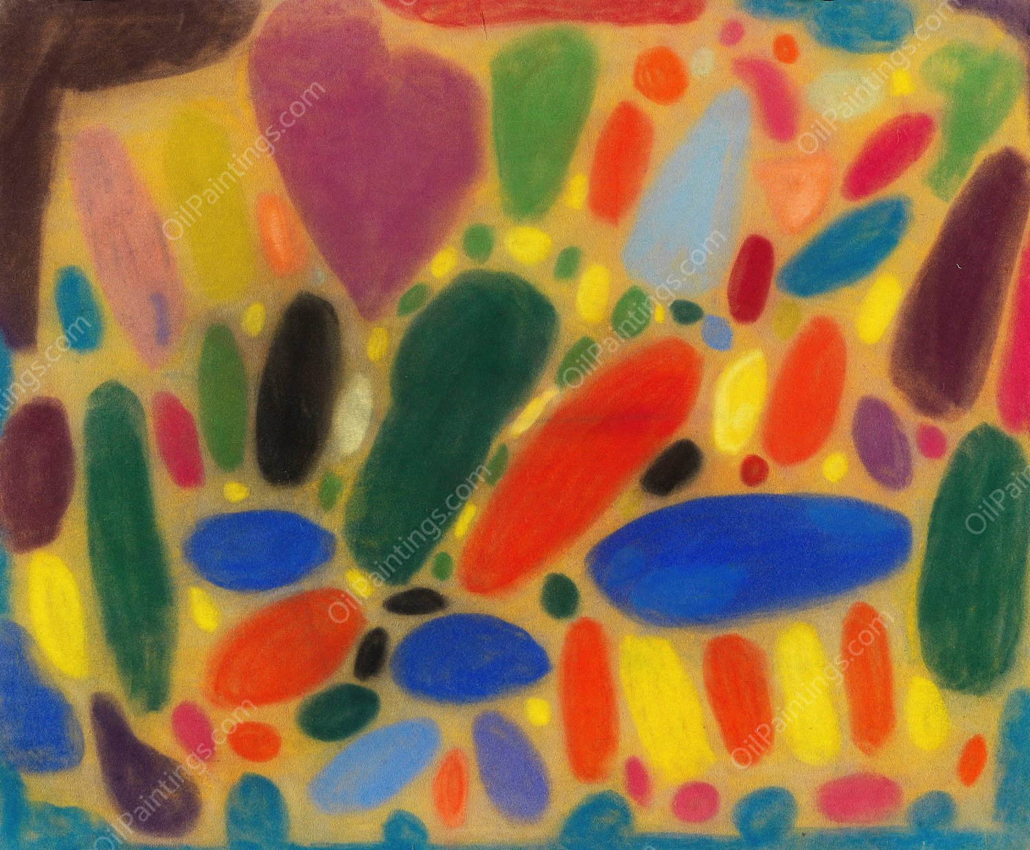 Farbkomposition mit Rund- und Ovalformen  by Adolf Holzel - Hand-Painted Oil Painting Reproduction