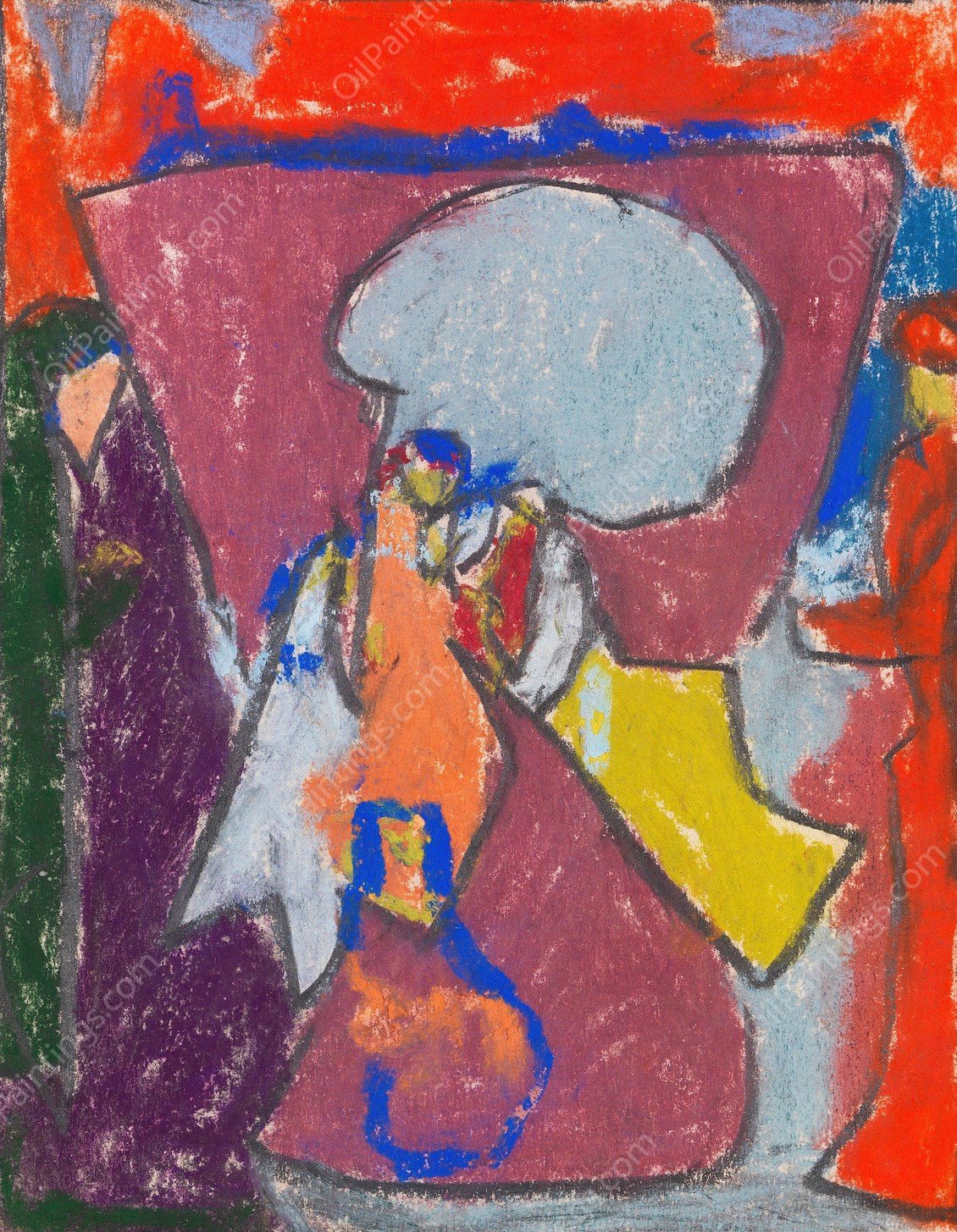 Figurengruppe  by Adolf Holzel - Hand-Painted Oil Painting Reproduction