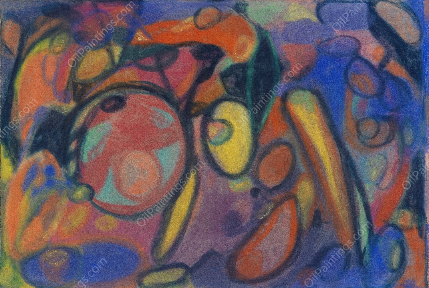 Komposition mit Kreis  by Adolf Holzel - Hand-Painted Oil Painting Reproduction