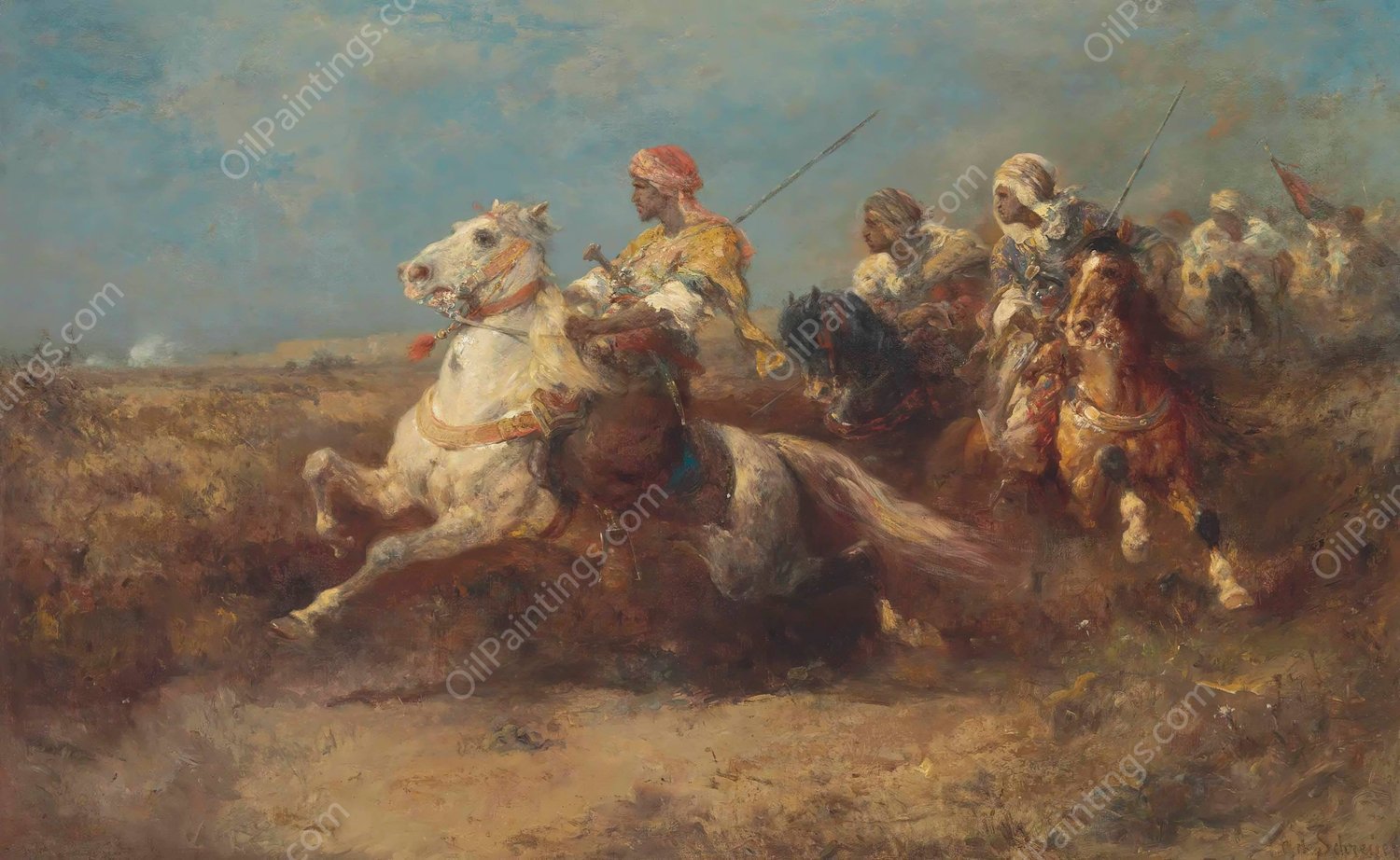 The Ambush by Adolf Schreyer - Hand-Painted Oil Painting Reproduction