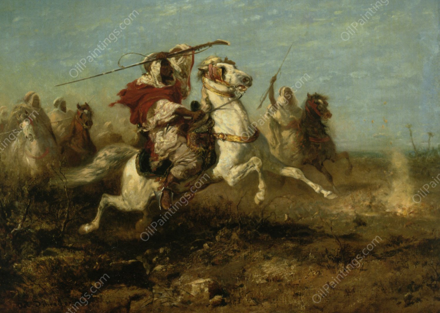 The Pursuit by Adolf Schreyer - Hand-Painted Oil Painting Reproduction