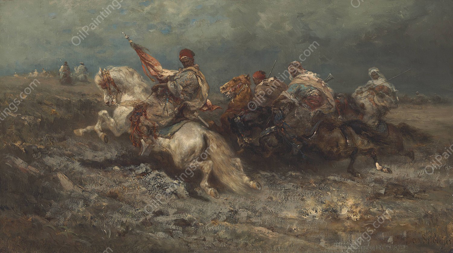 The Stampede by Adolf Schreyer - Hand-Painted Oil Painting Reproduction