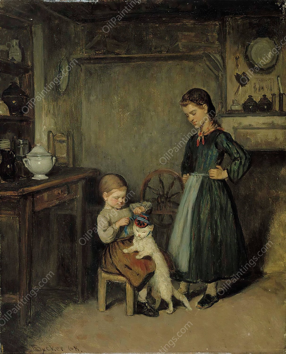 A French Interior  by Adolf Von Becker - Hand-Painted Oil Painting Reproduction