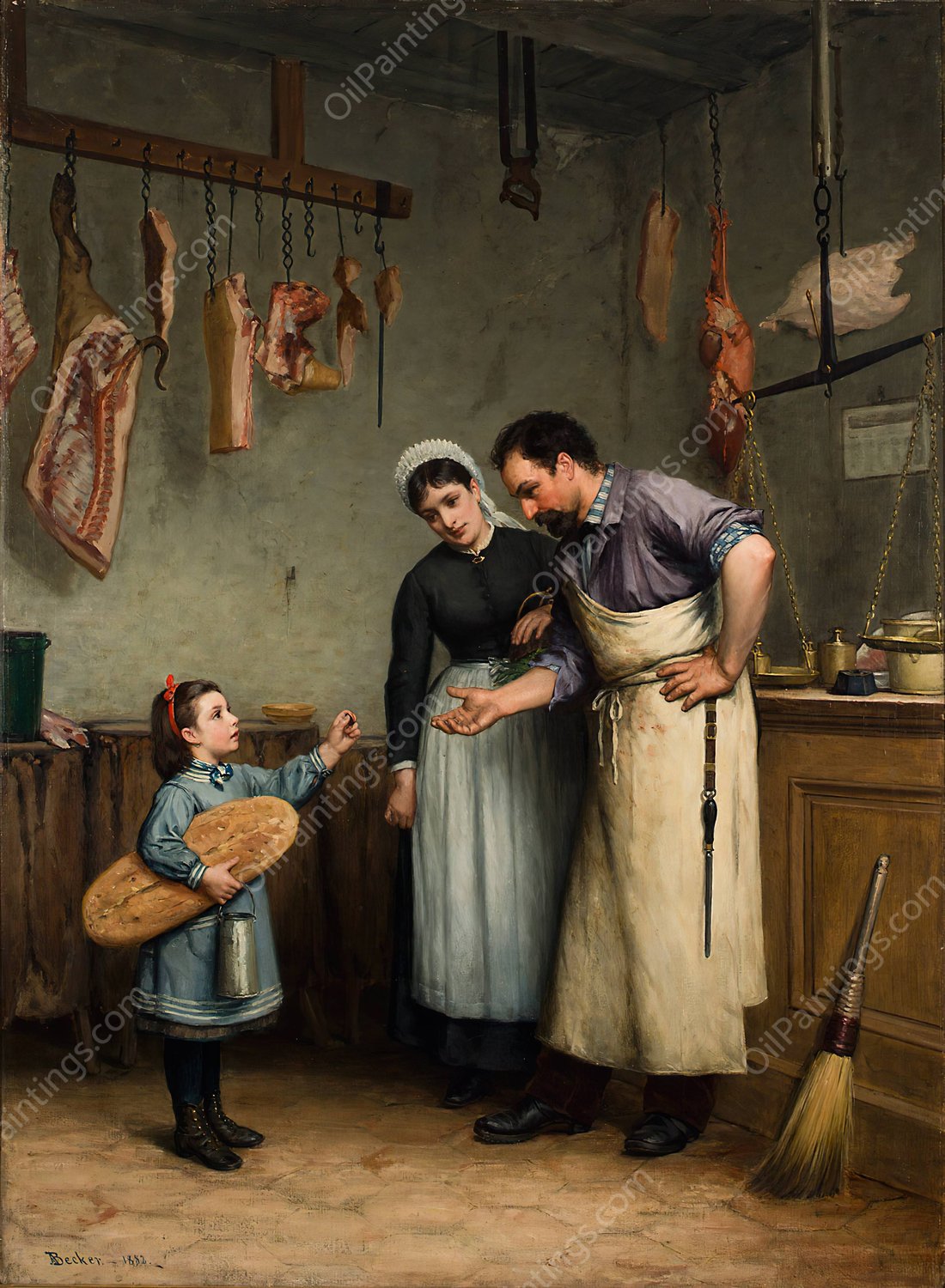 Something For The Cat  by Adolf Von Becker - Hand-Painted Oil Painting Reproduction