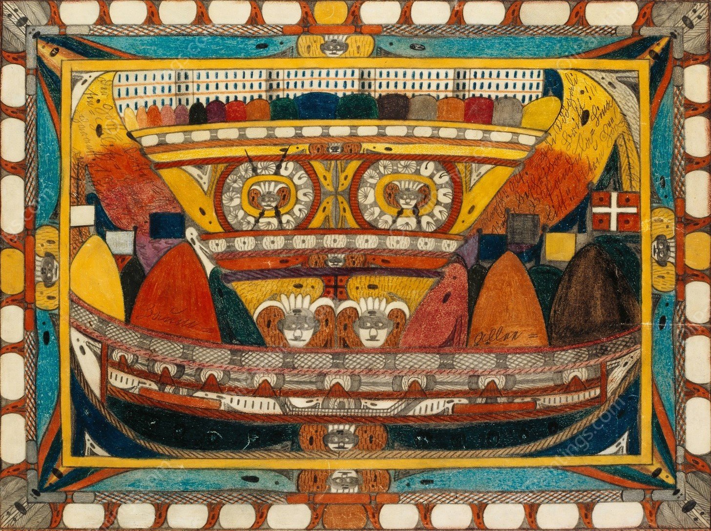 Der Gott Vatter Riesen Blitz Transparantt  by Adolf Wolfli - Hand-Painted Oil Painting Reproduction