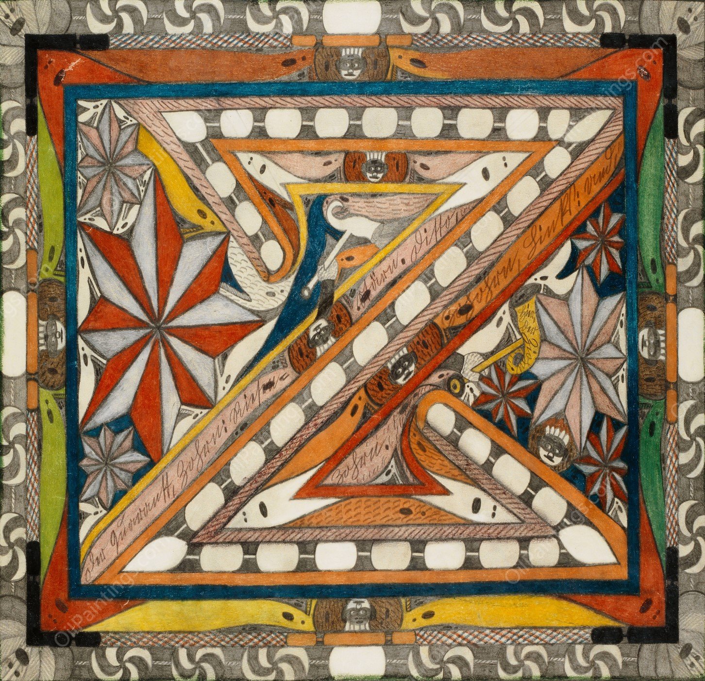 Der Quarantt, Zohrn, ditto, Zohohrn und ditto, Ziohn; Riesen Starne  by Adolf Wolfli - Hand-Painted Oil Painting Reproduction