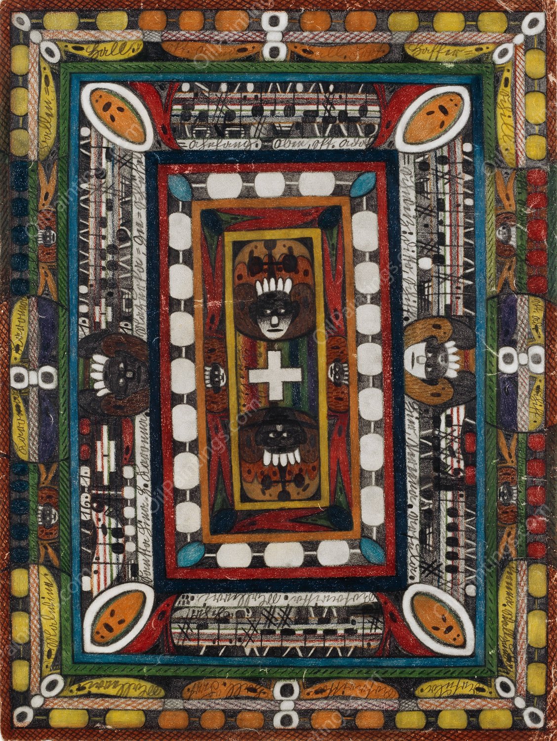 Die Geschafts Verkehr, Handels und Industriereiche Insel, Korfu, im baltischen Meer  by Adolf Wolfli - Hand-Painted Oil Painting Reproduction