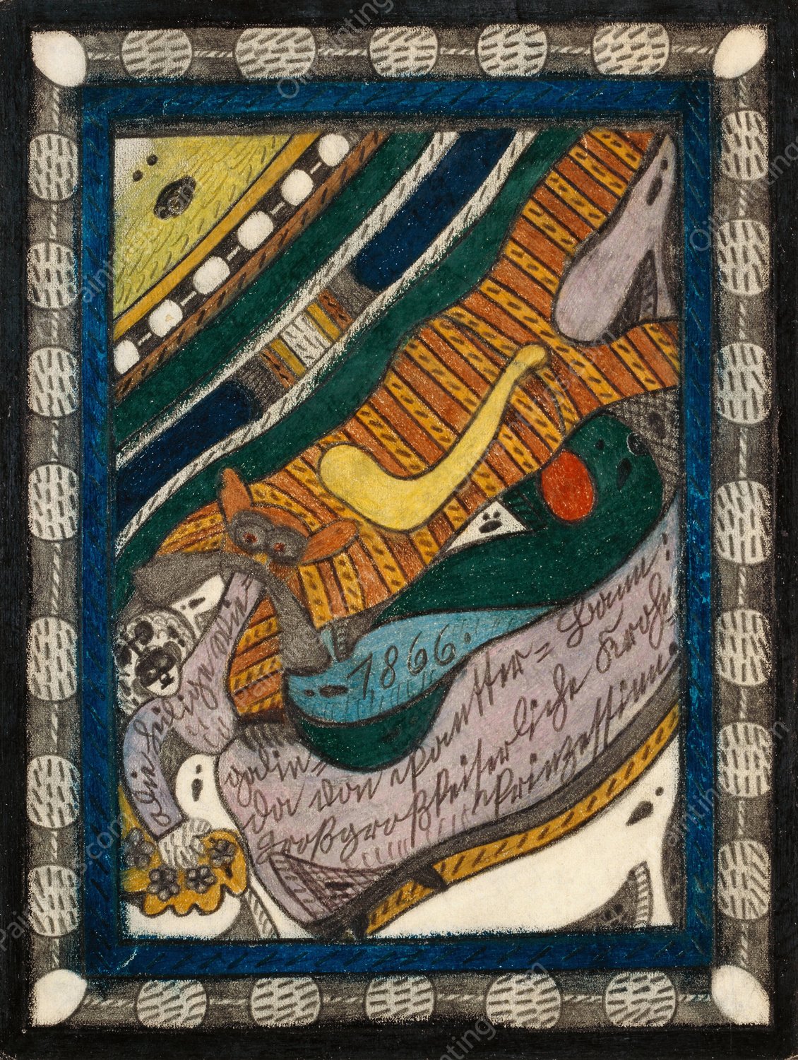 Die heilige Wiegalinda von Pantter Bann  by Adolf Wolfli - Hand-Painted Oil Painting Reproduction