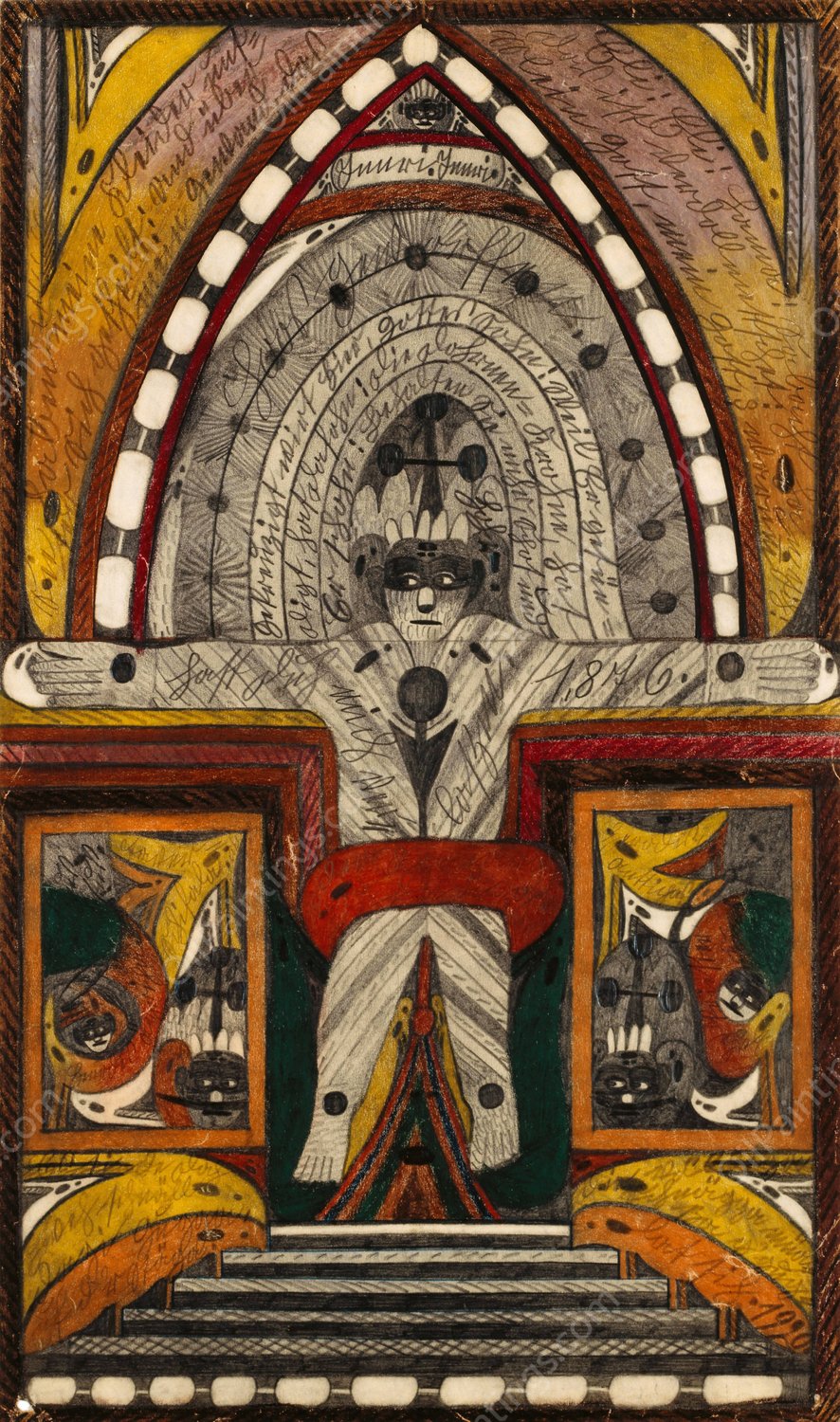 Die Kreuzigung meiner Wenigkeit, auf der Biskaya, Haven Insel, im stillen Ozean, im Spaht Sommer, 1876  by Adolf Wolfli - Hand-Painted Oil Painting Reproduction