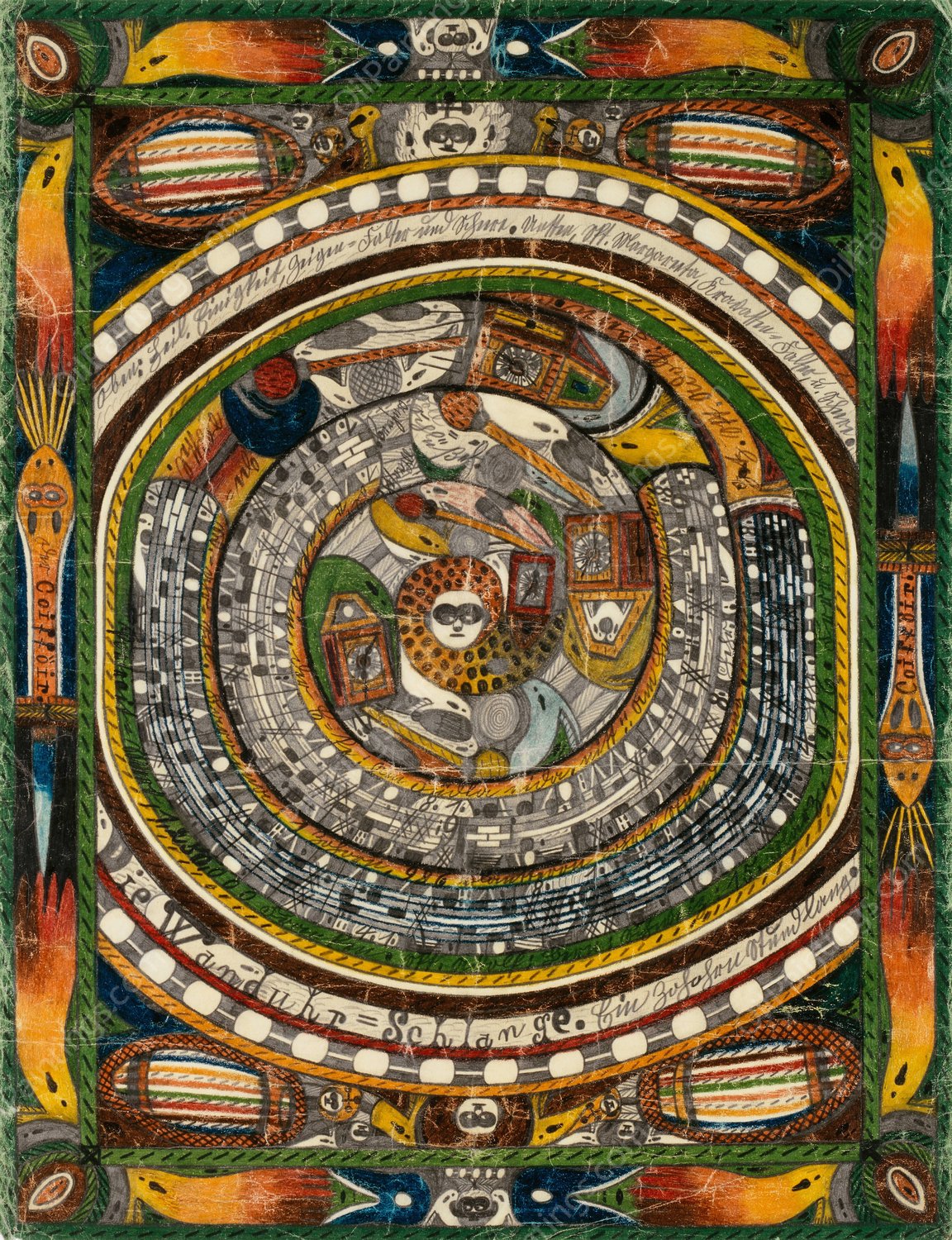 Die Wanduhr Schlange. Ein Zohohrn Stund lang  by Adolf Wolfli - Hand-Painted Oil Painting Reproduction