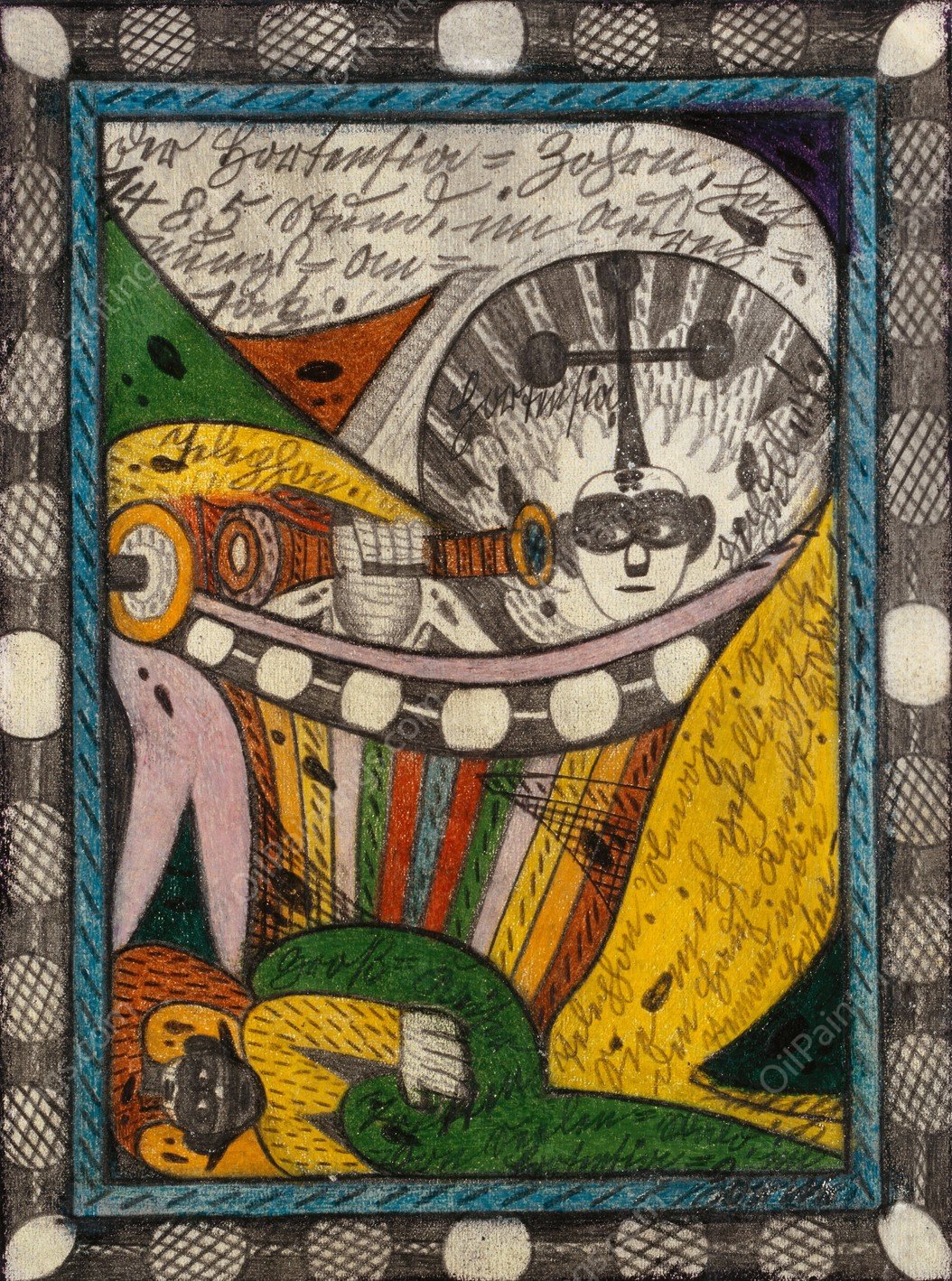 Hortensia und Gros Keiser Tritten von Seelen Wald, im Hortensia Zorn  by Adolf Wolfli - Hand-Painted Oil Painting Reproduction