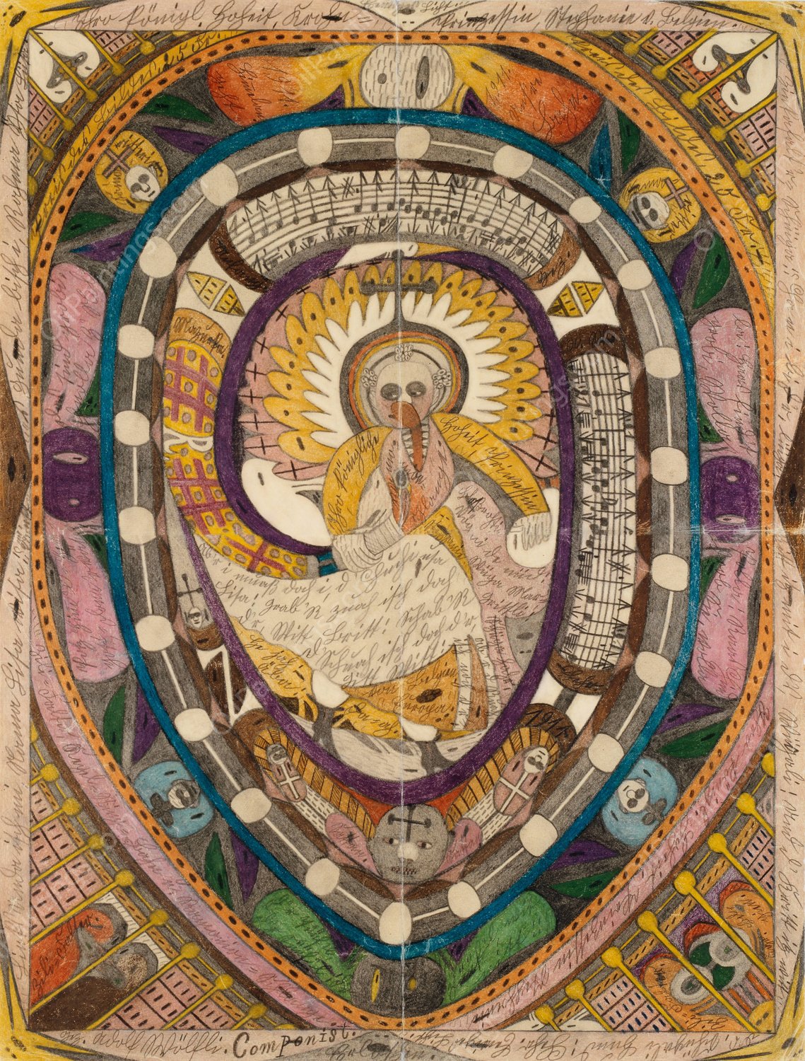 Ihro konigliche Hoheit, Prinzessin Stephanie von Belgien, Europa und Ramonion Schlange  by Adolf Wolfli - Hand-Painted Oil Painting Reproduction