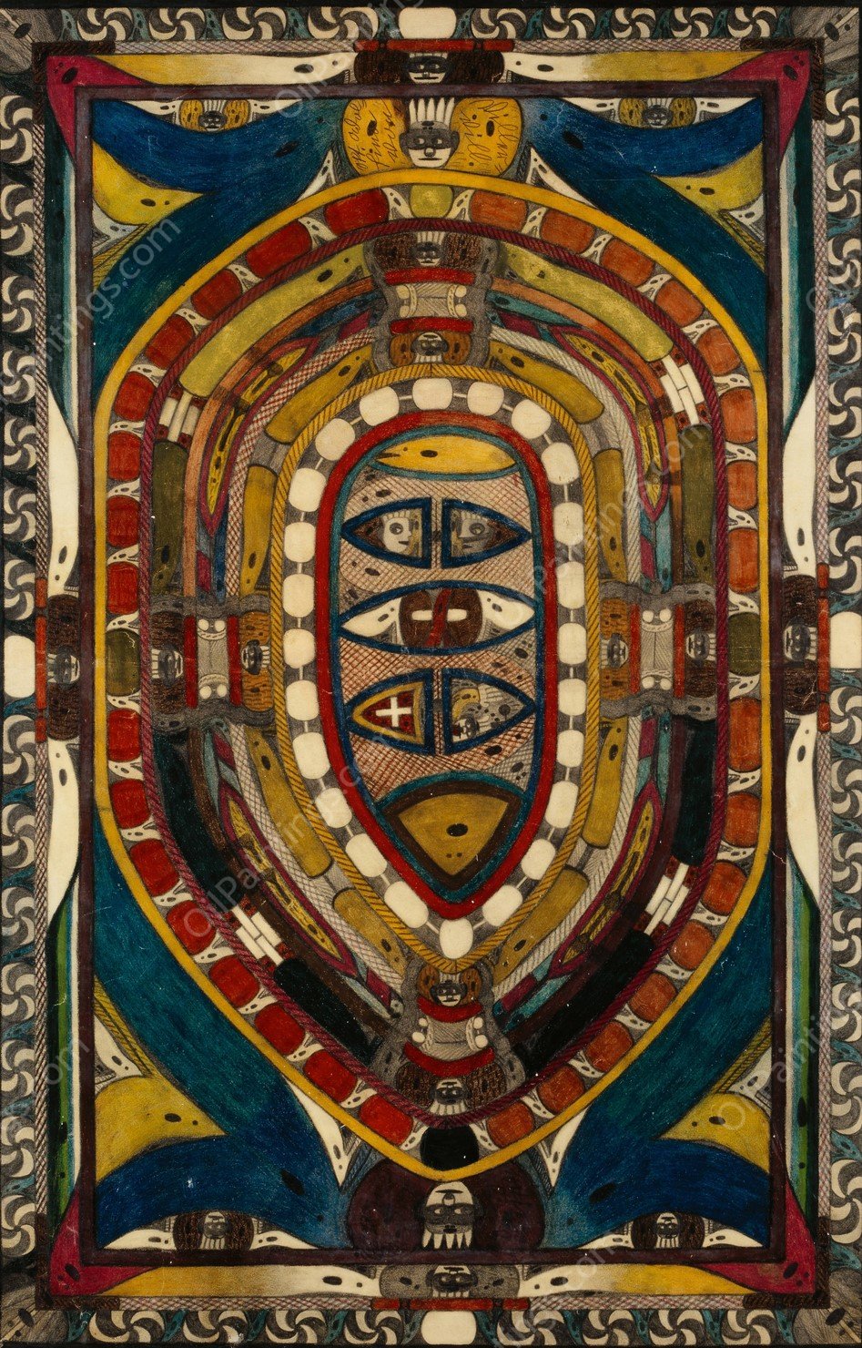 Noga Ei; Ist Das allergrobte Dorf der gantzen Erde; Villerville  by Adolf Wolfli - Hand-Painted Oil Painting Reproduction