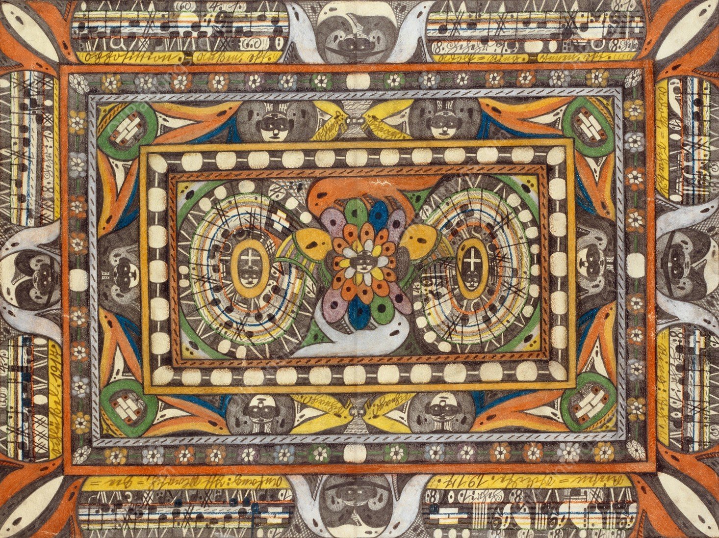 Riesen Stadt, Waaben Hall  by Adolf Wolfli - Hand-Painted Oil Painting Reproduction