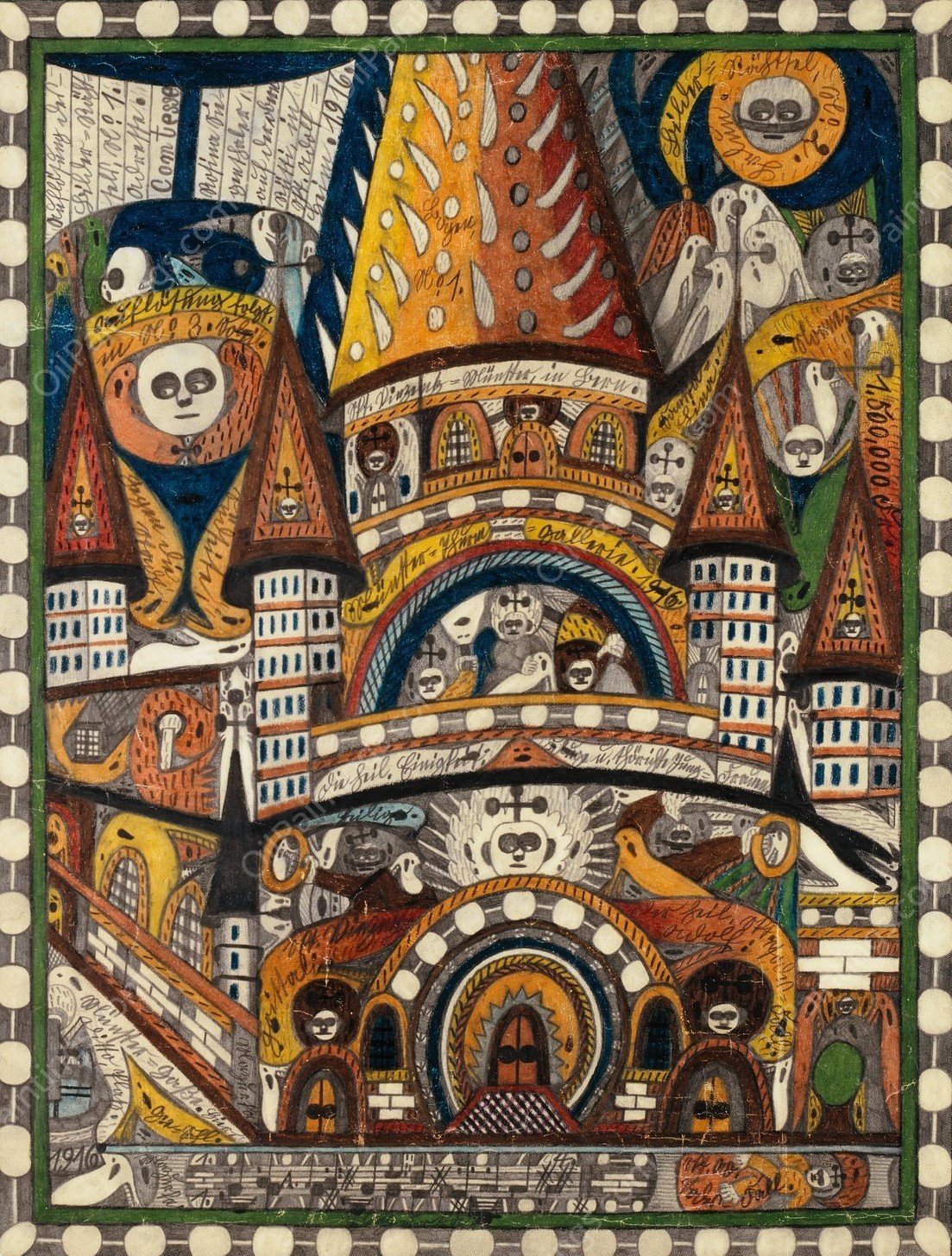 St. Vinzentz Munster, in Bern  by Adolf Wolfli - Hand-Painted Oil Painting Reproduction