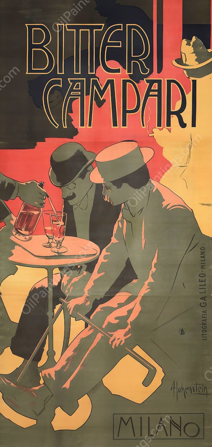 Bitter Campari  by Adolfo Hohenstein - Hand-Painted Oil Painting Reproduction