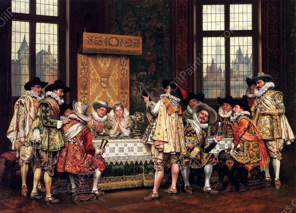 A Musical Interlude by Adolphe Alexandre Lesrel - Hand-Painted Oil Painting Reproduction