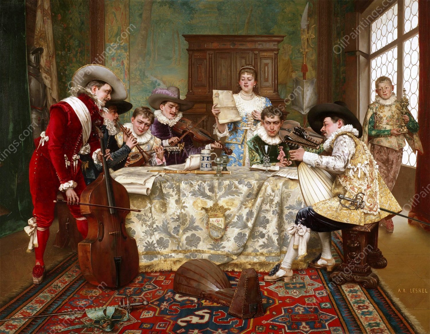 The Practice Recital by Adolphe Alexandre Lesrel - Hand-Painted Oil Painting Reproduction