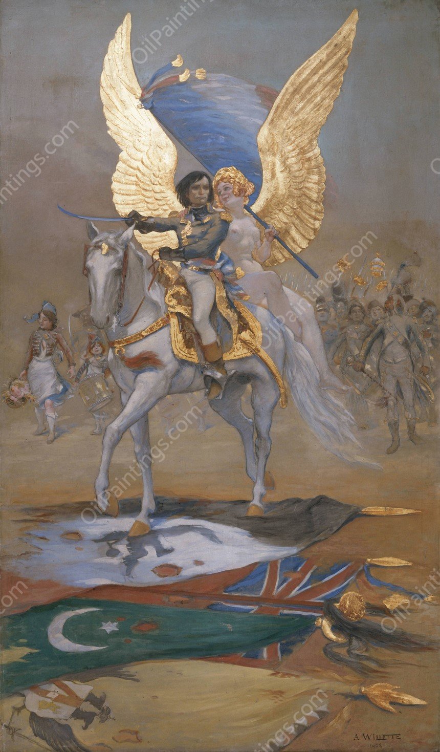 A Bonaparte. Enseigne De La Maison Lempereur, Autrefois Rue Bonaparte.  by Adolphe Leon Willette - Hand-Painted Oil Painting Reproduction