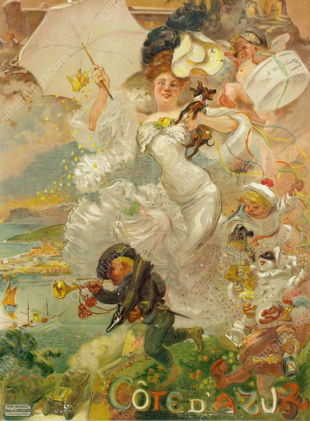 Carnaval De Nice Cote D'azur  by Adolphe Leon Willette - Hand-Painted Oil Painting Reproduction